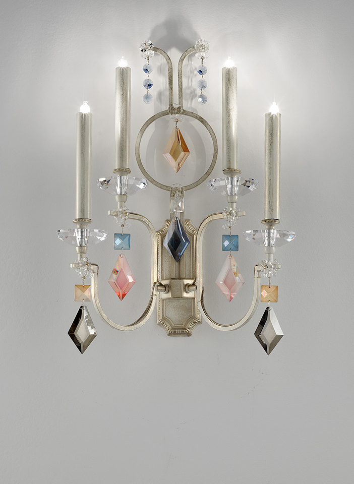 Metal frame with coloured crystal pendants|Metal frame with coloured crystal pendants