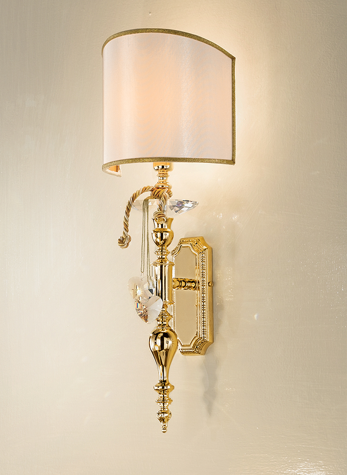 Gold cast brass frame Shantung lampshades