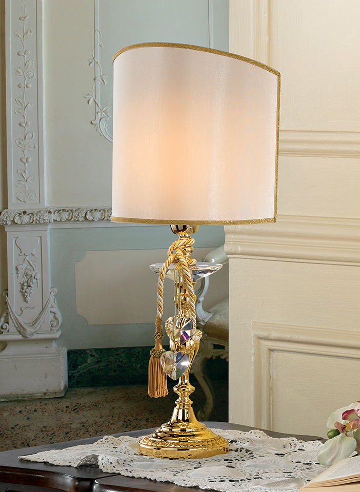 Gold cast brass frame Shantung lampshades