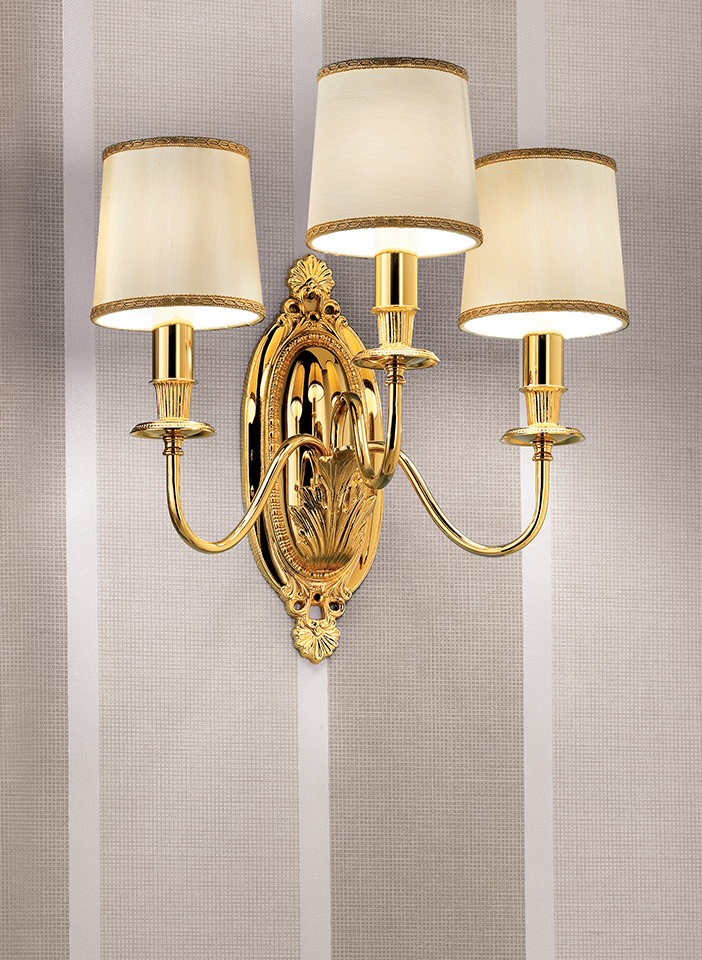 Gold cast brass frame Shantung lampshades