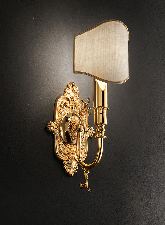 Gold cast brass frame Shantung lampshades