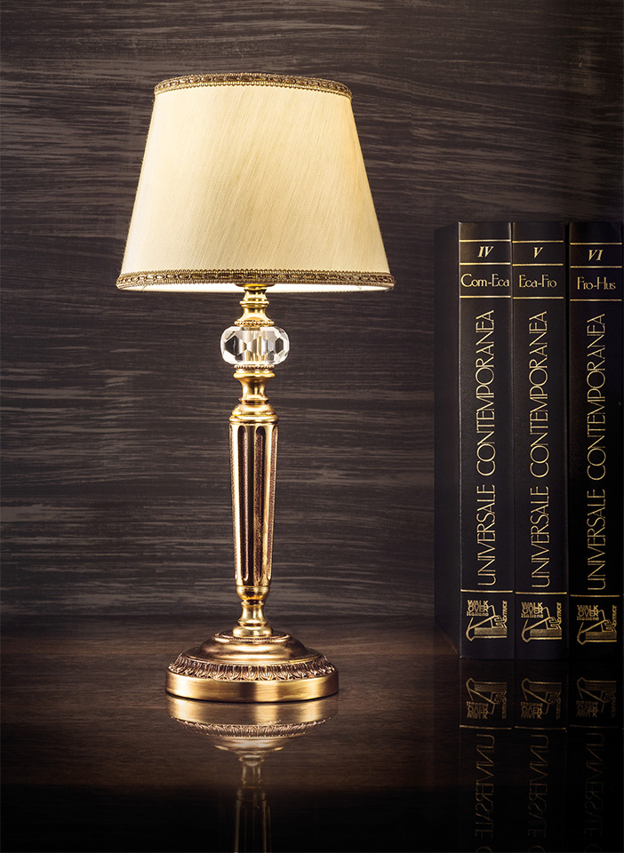 Gold cast brass frame Shantung lampshades